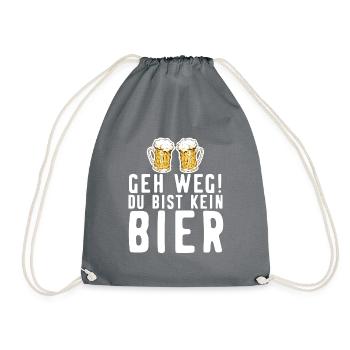 Alkohol Bier Lustiger Spruch - Turnbeutel - Grau - Vorne