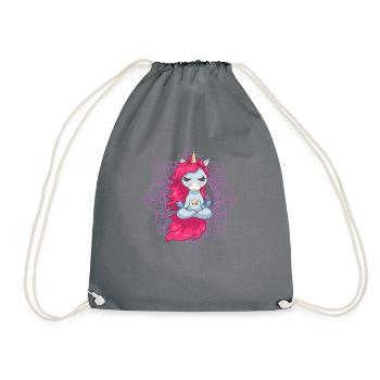 Womens Womens Unicorn Yoga Gift I Funny Workout - Drawstring Bag - grey - Front