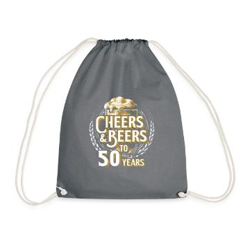 Cheers Bier 50. Geburtstag 50 Jahre Alt Geschenk - Turnbeutel - Grau - Vorne