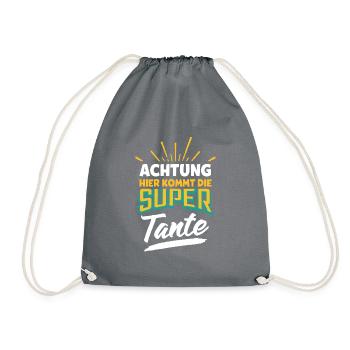 Gift for Auntie Super Aunt - Drawstring Bag - grey - Front