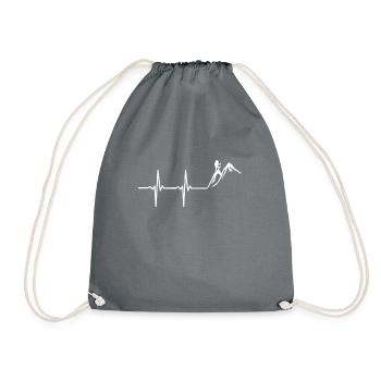 Wandern Herzschlag Trekking Puls SHirt - Turnbeutel - Grau - Vorne