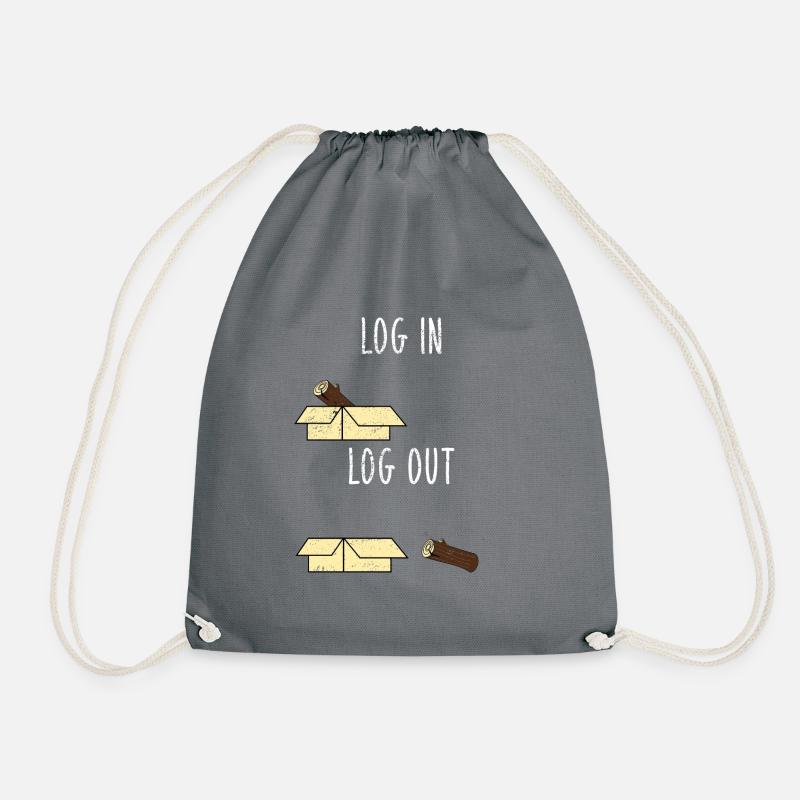 Computer Science Joke Log In Log Out Nerd Office Gift - Drawstring Bag - grey
