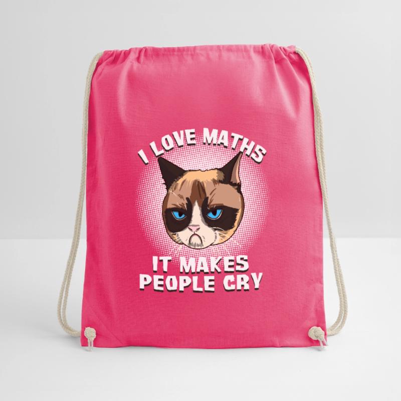 Cat Cats Math Teacher Cat Grumpy Math Gesche Drawstring Bag