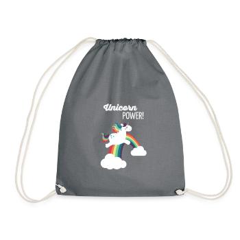 Einhorn Regenbogen Power Superkraft Glitzer Mythos - Turnbeutel - Grau - Vorne