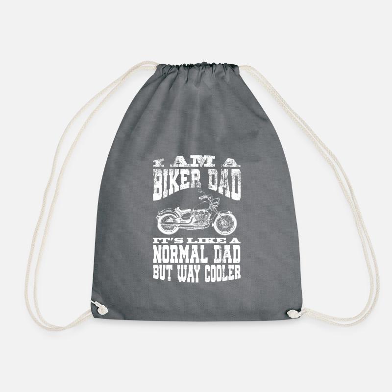 Mens I Am A Biker Dad product Funny Cool Gift for - Drawstring Bag - grey
