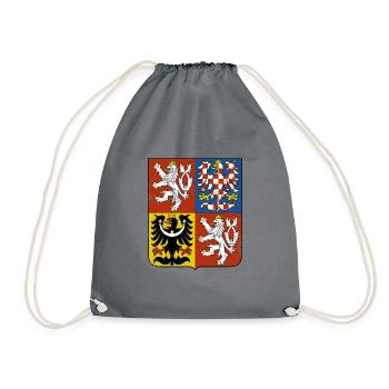 Tschechische Republik Produkt Böhmischer Löwe Wappen - Turnbeutel - Grau - Vorne
