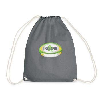 Ireland Rugby product - Irish Flag Rugby Football - Drawstring Bag - grey - Front