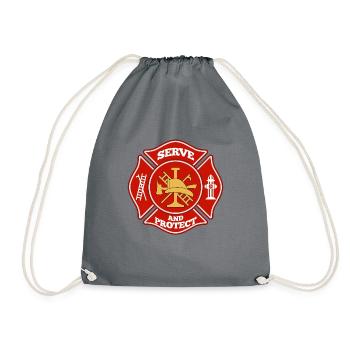 Feuerwehr abzeichen - Turnbeutel - Grau - Vorne
