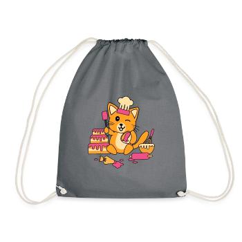 Tablier de cuisine gâteau cadeau de chat - Sac de sport léger - gris - Devant
