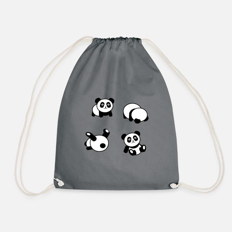 panda bear funny gift - Drawstring Bag - grey