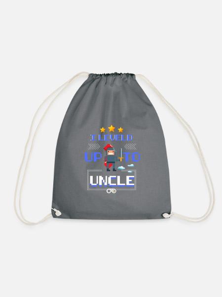 I leveld up to Uncle - ich werde Onkel Geschenk - Turnbeutel - Grau