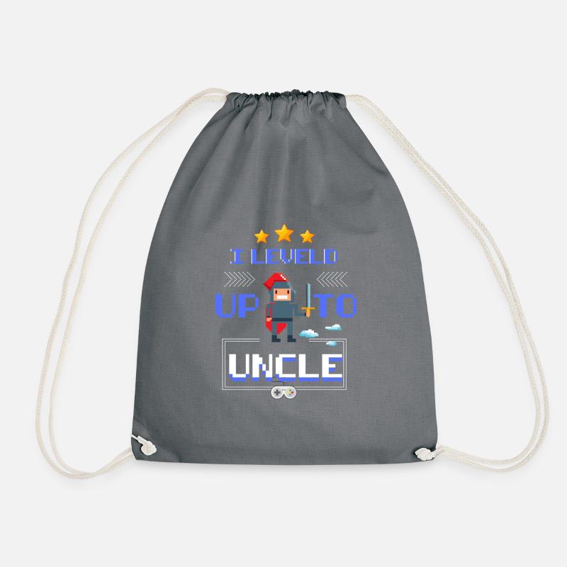 I leveld up to Uncle - I will uncle gift - Drawstring Bag - grey