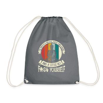 I am the Mostly Peace Love and Light Yoga meditation - Drawstring Bag - grey - Front