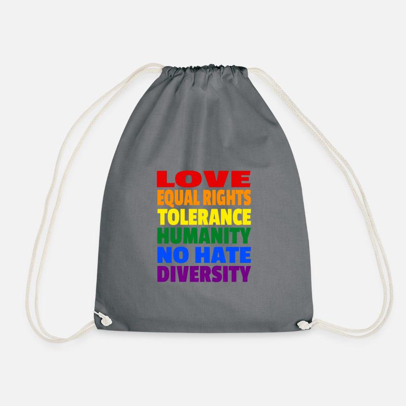 LGBT Flagge - Love Equal Rights Tolerance CSD - Turnbeutel - Grau
