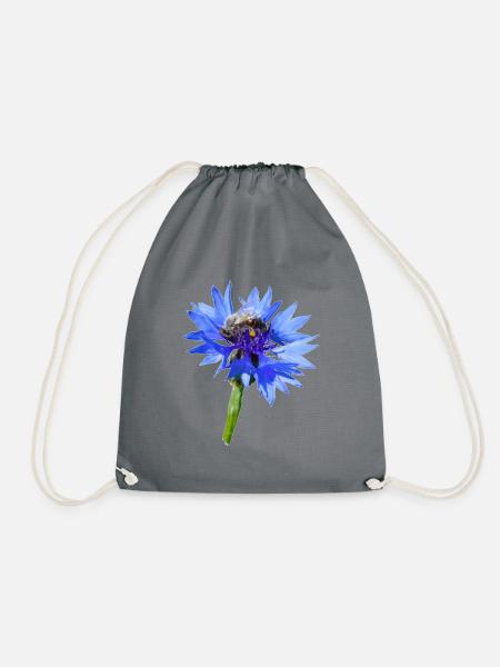 Die blauen Kornblumen locken Bienen magisch an - Turnbeutel - Grau
