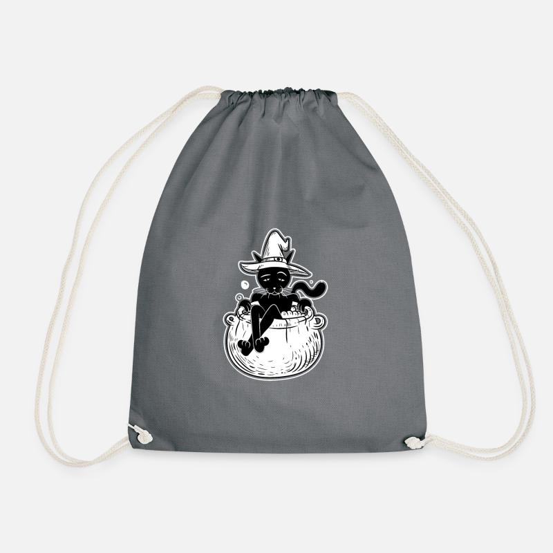 Black Cat in a Couldron T-Shirt - Turnbeutel - Grau