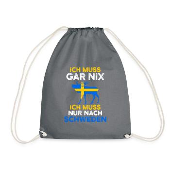Schweden Elch Flagge Urlaub Liebe - Turnbeutel - Grau - Vorne