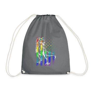 Funny T-Rex Gay Pride Flag Dinosaur Gay - Drawstring Bag - grey - Front