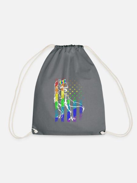 Lustig T-Rex Gay Pride Flagge Dinosaurier Schwul - Turnbeutel - Grau