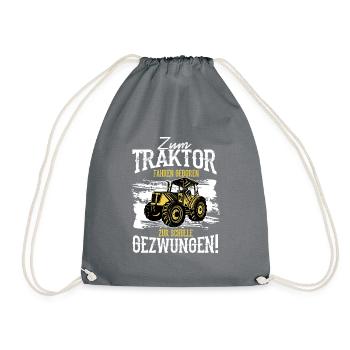 Einschulung Schule Klasse Schulkind Traktor - Turnbeutel - Grau - Vorne