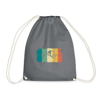 Cadeau d'hiver vintage d'ECG de battement de coeur de snowboard - Sac de sport léger - gris - Devant