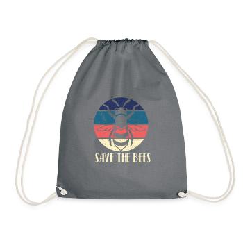 Save The Bees Retro Protects the bee beekeeper bees - Drawstring Bag - grey - Front