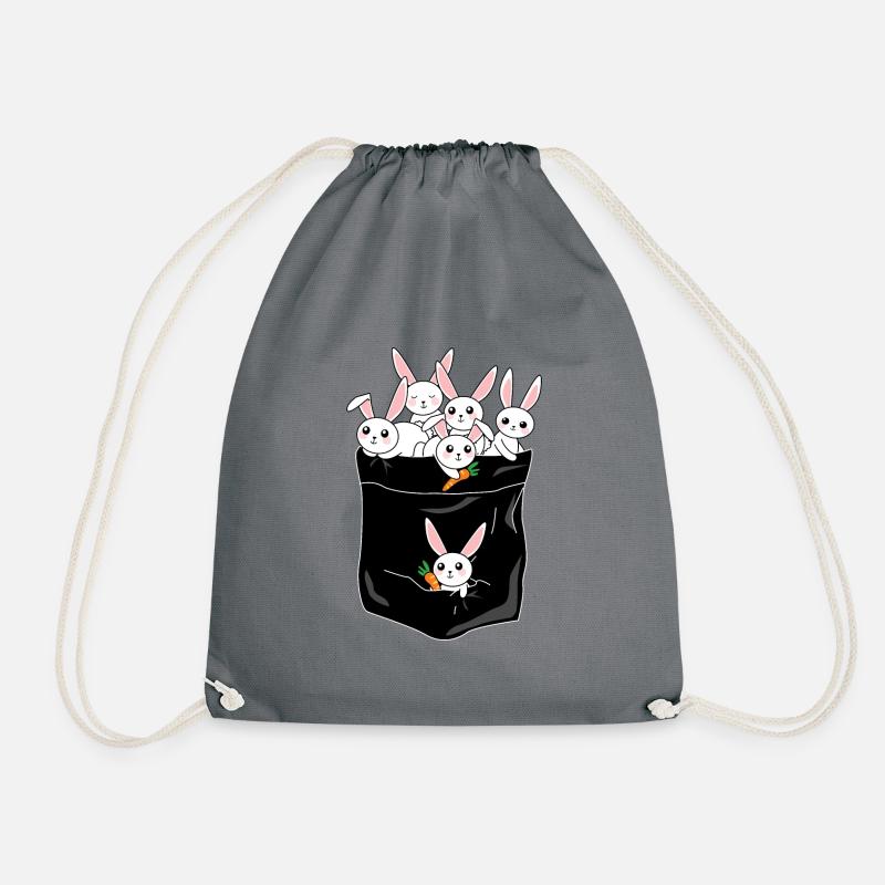 Kaninchen Hase Haustier Karnickel Geschenk - Turnbeutel - Grau