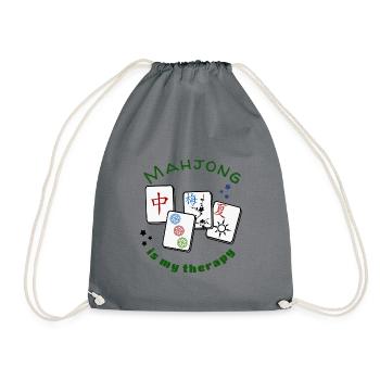 Mahjong Mah jongg game is my therapy set, gifts, - Drawstring Bag - grey - Front