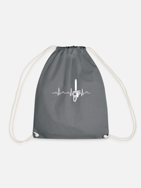 Kettensäge Herzschlag EKG Heartbeat - Turnbeutel - Grau