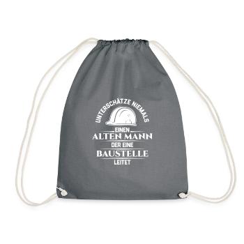 Bauleiter Bauherr Baustelle Helm Beruf Geschenk - Turnbeutel - Grau - Vorne
