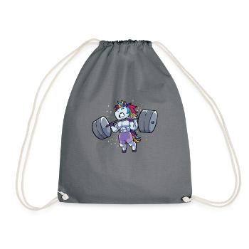 Unicorn Weightlifting Deadlift Fitness Gym Einhorn - Turnbeutel - Grau - Vorne
