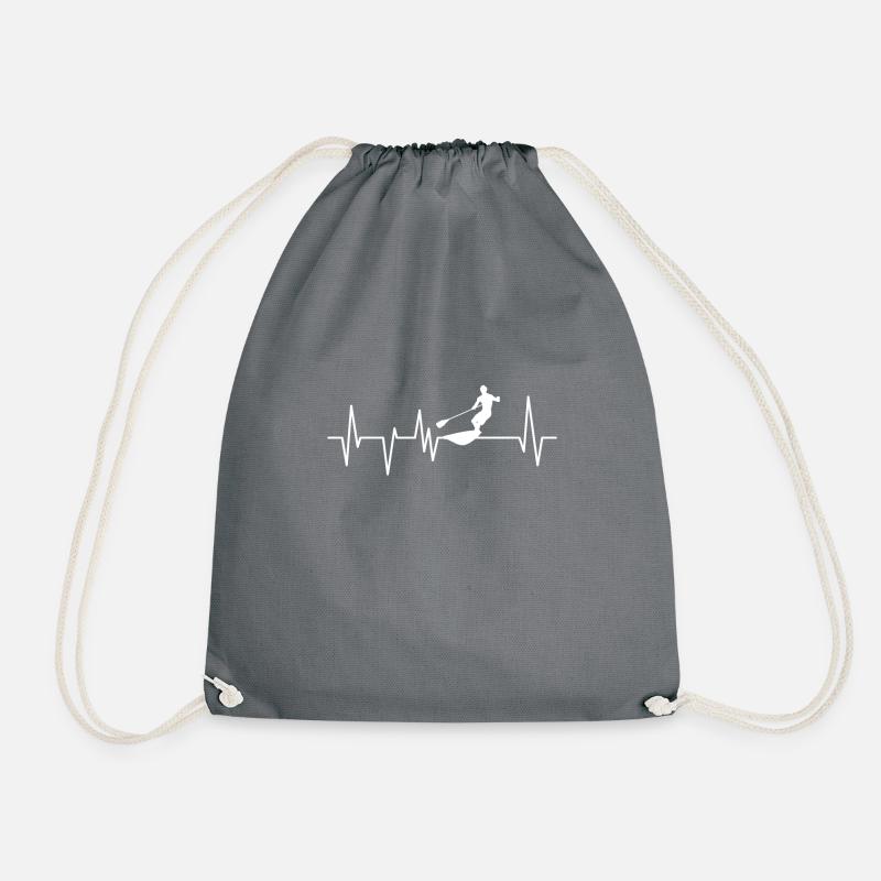 Rower heartbeat - Drawstring Bag - grey