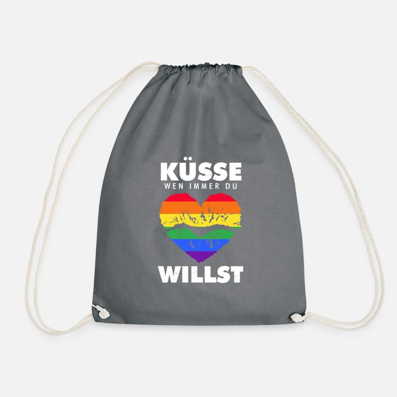 Küsse wen du willst LGBT Pride Schwule Lesben - Turnbeutel - Grau