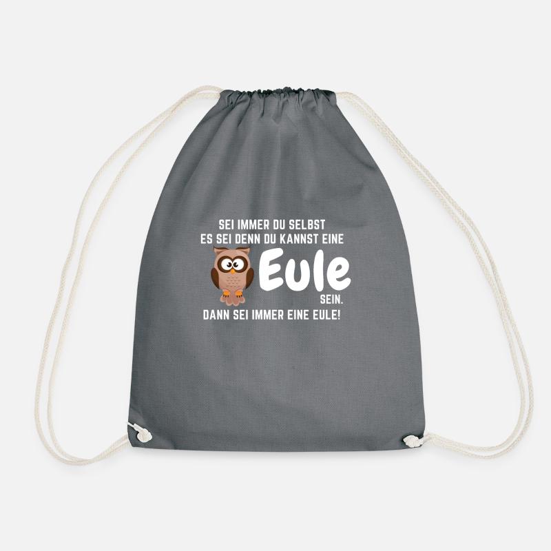 Eule Eulen Vogel Spruch Lustig Nachteule Geschenk - Turnbeutel - Grau