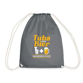 Tuba und Bier Blasmusik Alkohol Tubist Tuba - Turnbeutel - Grau - Vorne