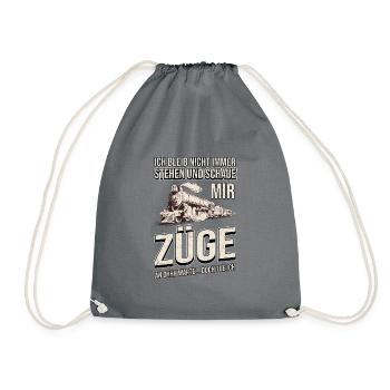 Zug Züge Eisenbahn Lok Dampflok Modelleisenbahn - Turnbeutel - Grau - Vorne