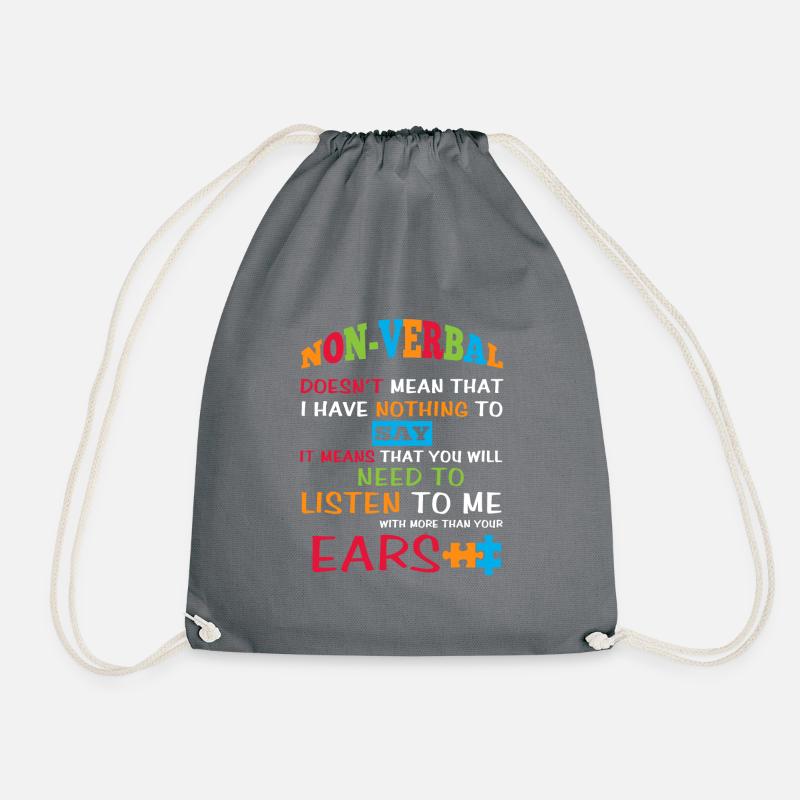 Non Verbal Spectrum Autistic Puzzle - Drawstring Bag - grey