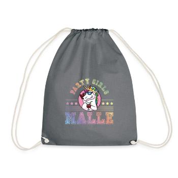 malle party crew unicorn girls - Drawstring Bag - grey - Front