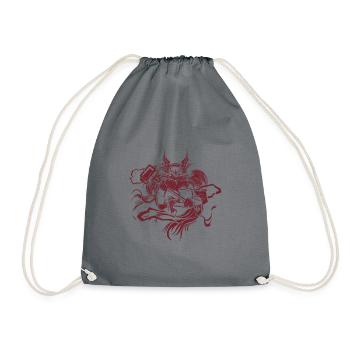 Thor with Hammer Mjölnir Odin Viking Warrior - Drawstring Bag - grey - Front