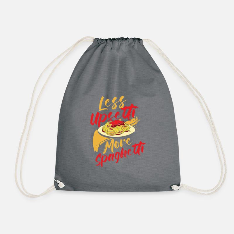 Funny Less Upsetti More Spaghetti - Turnbeutel - Grau
