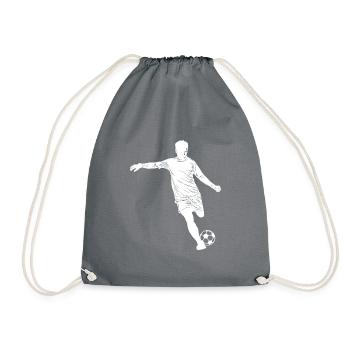 Fußball Silhouette - Turnbeutel - Grau - Vorne