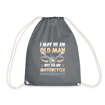 Moto vieil homme - Sac de sport léger - gris - Devant