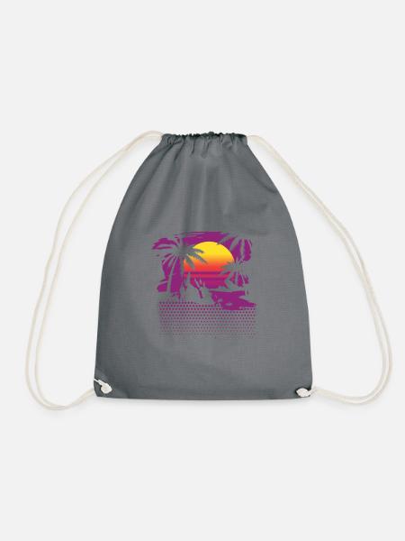 Sunset Mountain Retrowave - Turnbeutel - Grau
