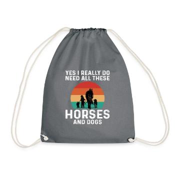 Funny All These Dog And Horses - Turnbeutel - Grau - Vorne