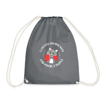 I Like Cats And Krav Maga Martial Arts Israel - Drawstring Bag - grey - Front