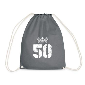 50 number crown - Drawstring Bag - grey - Front