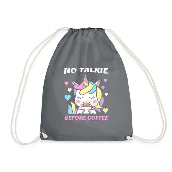 No talkie before drinking coffee Mrs. Unicorn - Drawstring Bag - grey - Front