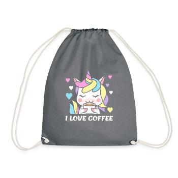 I Love Coffee Potions Woman Unicorn Women Caffeine - Drawstring Bag - grey - Front