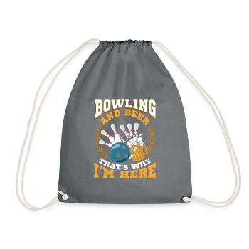 Funny Bowling And Beer - Turnbeutel - Grau - Vorne