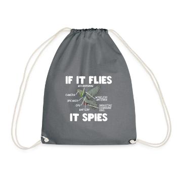 Funny It Flies It Spies - Turnbeutel - Grau - Vorne